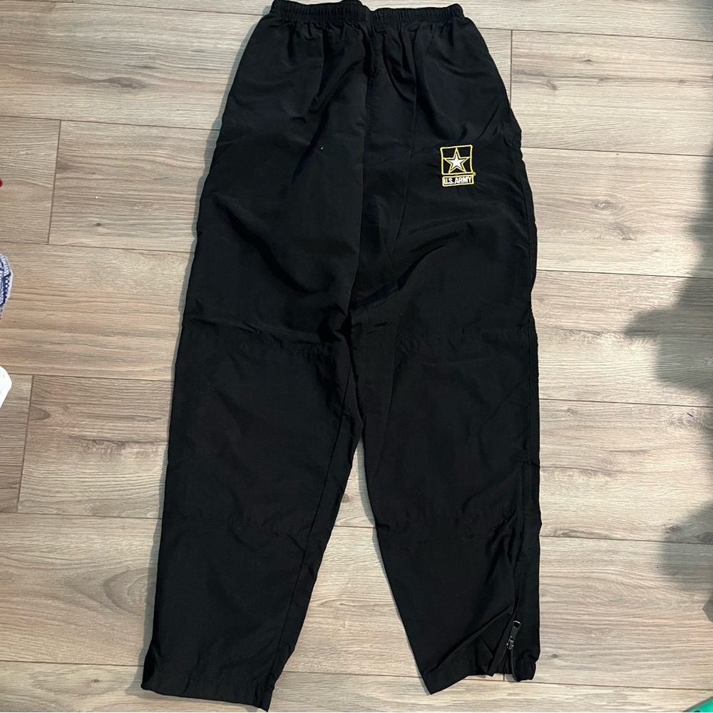 US Army Unisex PT Pants Medium Regular - Black Joggers with Elastic Cuffs